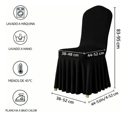 Set x10 Fundas De Silla Con Faldón Para Evento Elasticadas Blanco
