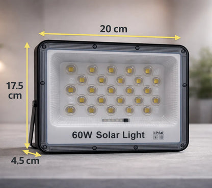 2x Foco Reflector Solar 60 W Led Sensor Movimiento Exterior Negro Blanco Frío