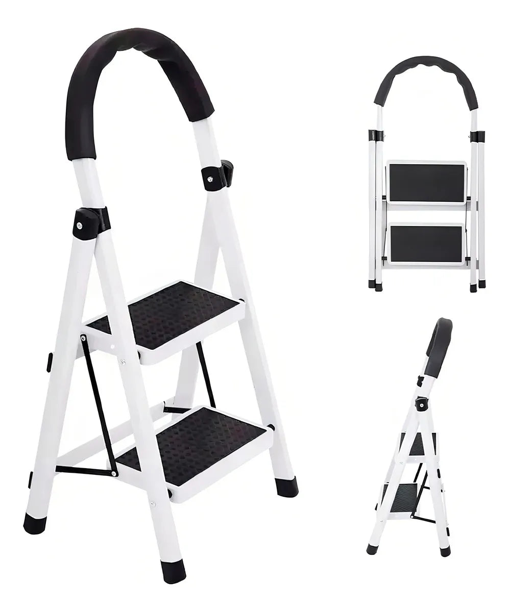 Escalera Plegable De Acero 2 Peldaños Antideslizantes Escala