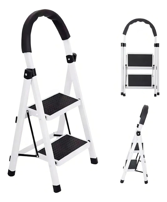 Escalera Plegable De Acero 2 Peldaños Antideslizantes Escala