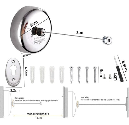 Pack X2 Tendederos Ropa Colgador Extensible Pared Retractil