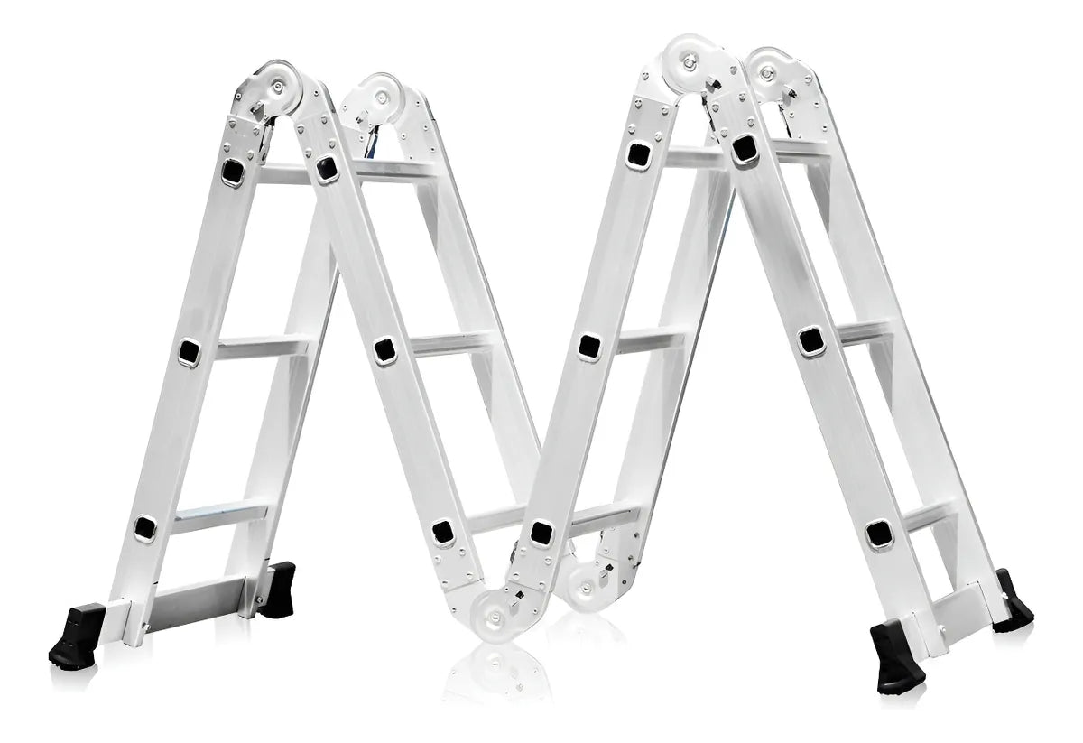 Escalera Aluminio Plegable 3x4 12 Peldaños Metalicas 3.4mt
