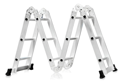 Escalera Aluminio Plegable 3x4 12 Peldaños Metalicas 3.4mt