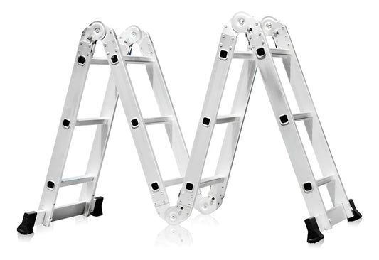 Escalera Aluminio Plegable 3x4 12 Peldaños Metalicas 3.4mt