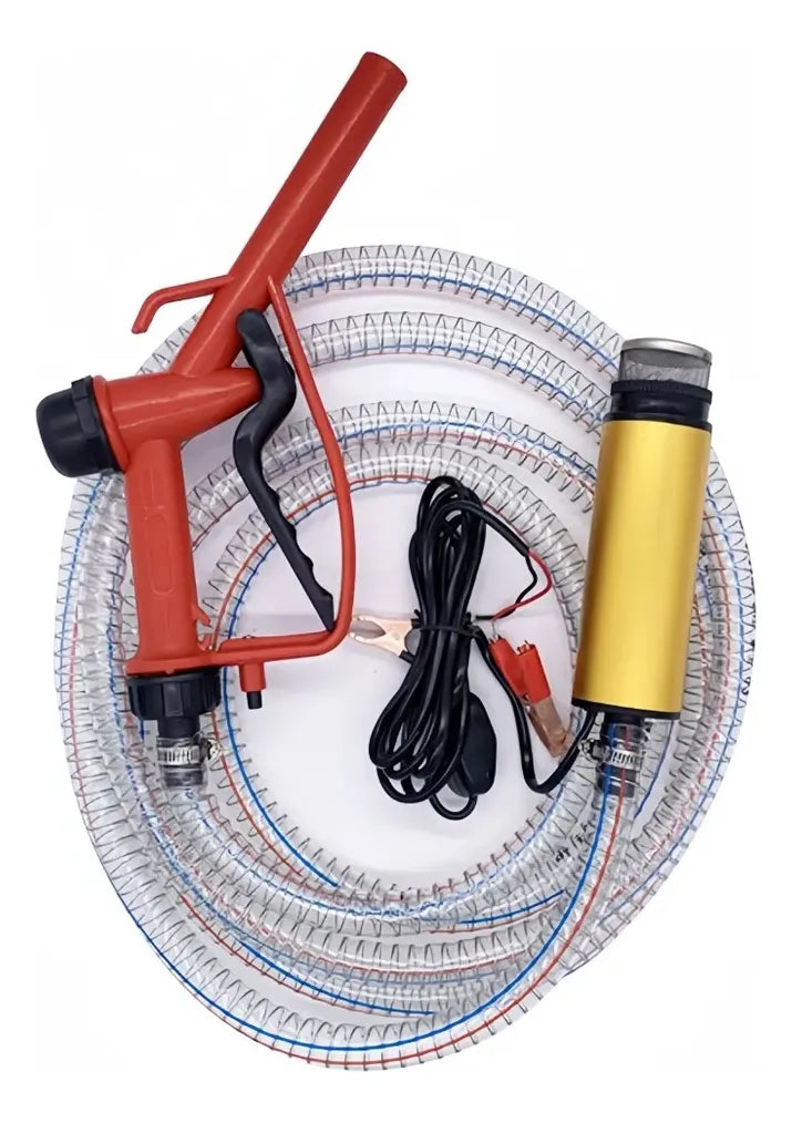 Kit Trasvasije De Combustible 12v Pistola Manguera 3 Metros