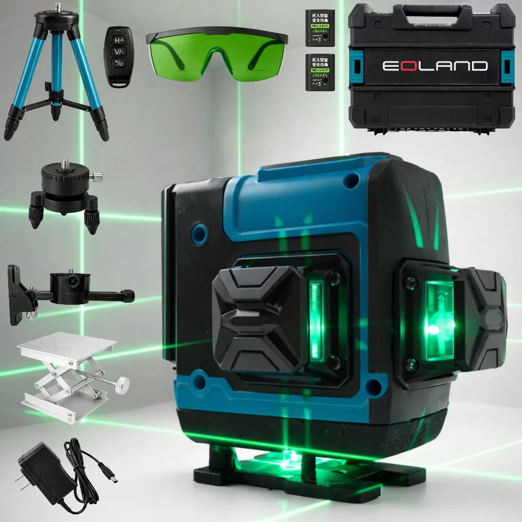 Nivel Laser 12 Lineas Verde 360 + Tripode 1.5m Ajustable