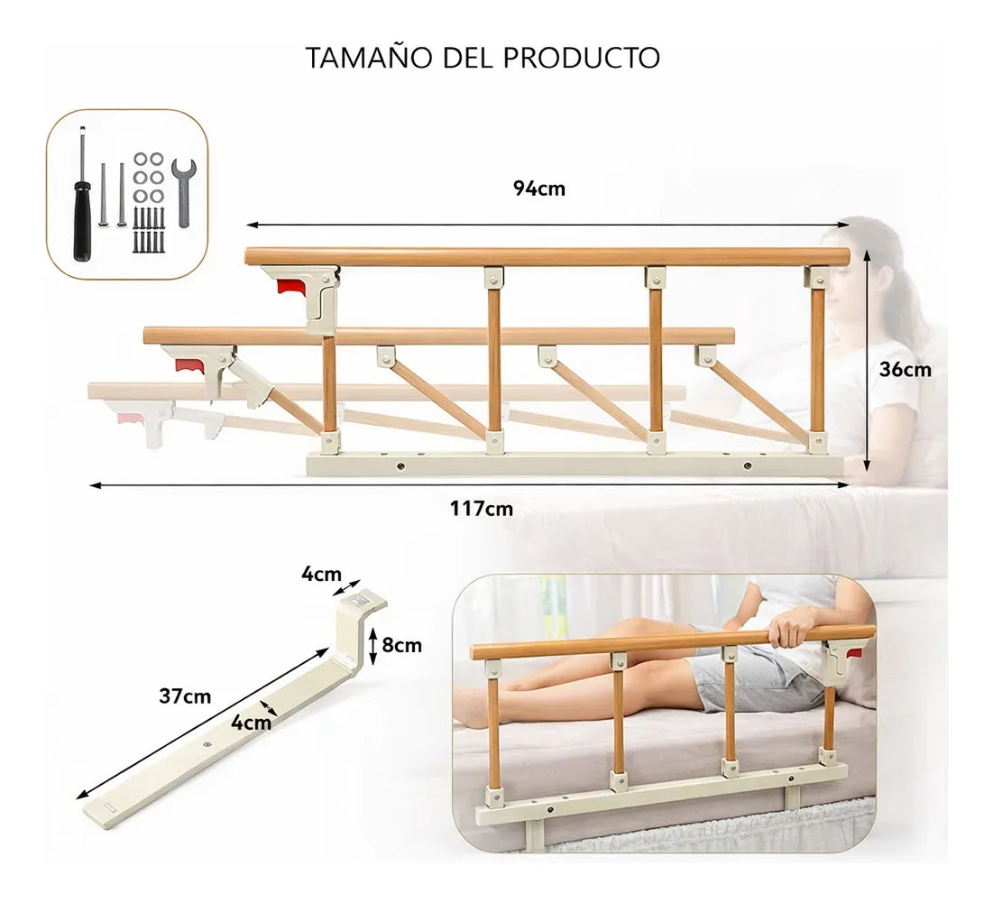 Baranda Cama Seguridad Bebe Reja Barrera Plegable Ancianos