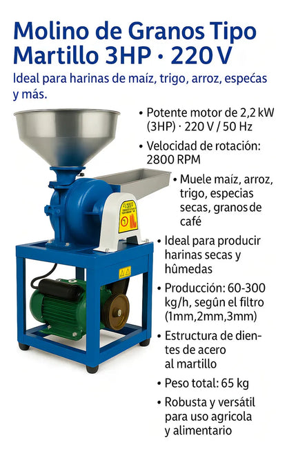 Molino Para Granos Chancadora Molino Electrico Para Maiz 3hp