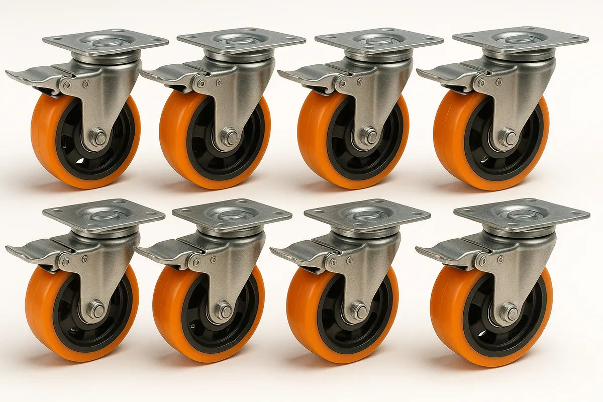 X8 Rueda Giratoria Naranja Rueda Industrial Multiuso 5 Pulgadas