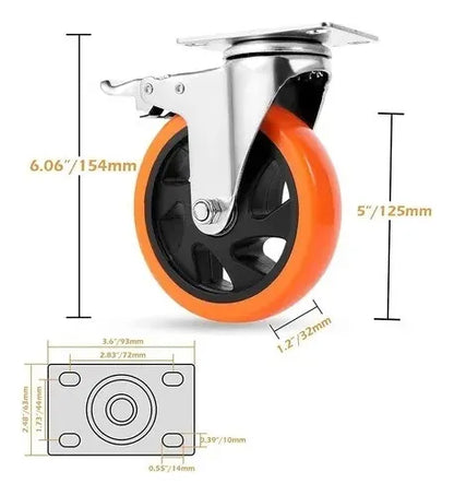 Rueda Giratoria Naranja Rueda Industrial Multiuso 5 Pulgadas