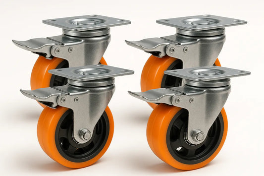 X4 Rueda Giratoria Naranja Rueda Industrial Multiuso 5 Pulgadas