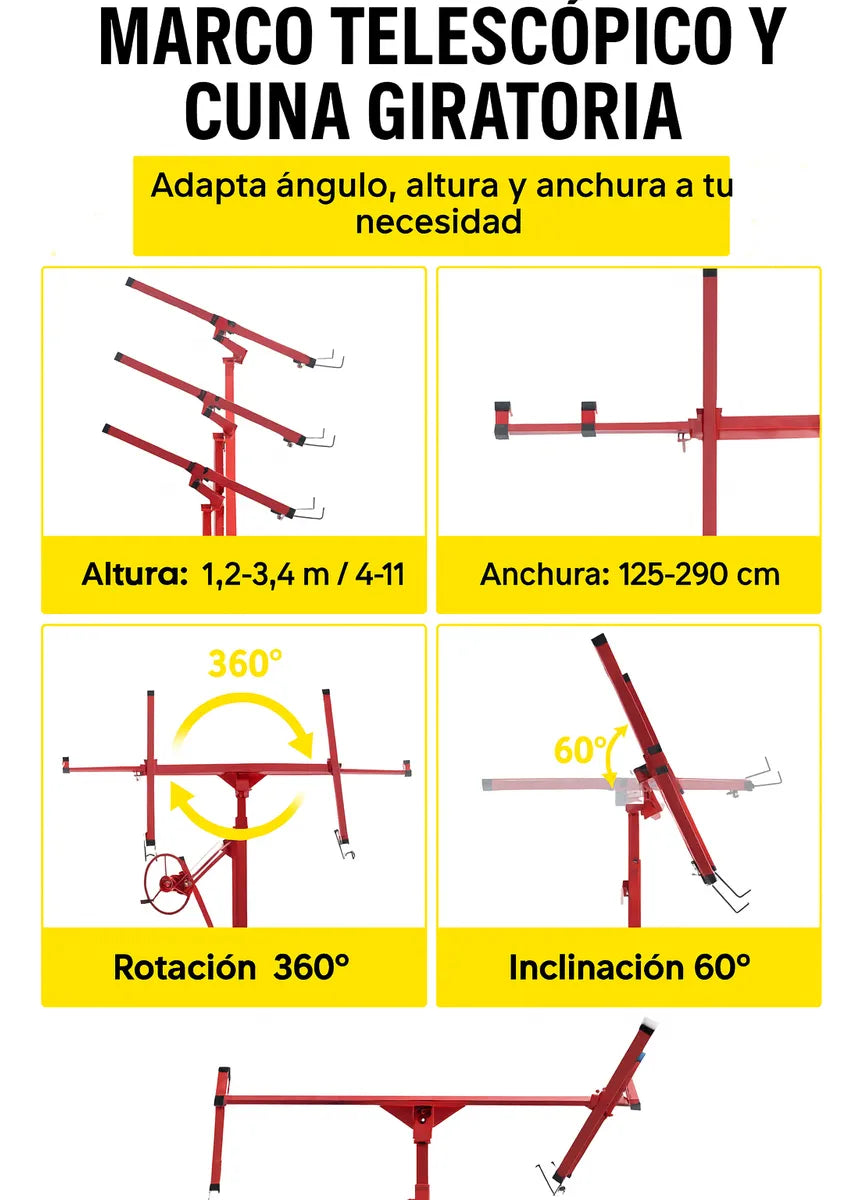 Andamio Elevador De Placas Yeso Volcanita 3.5 Metros Altura