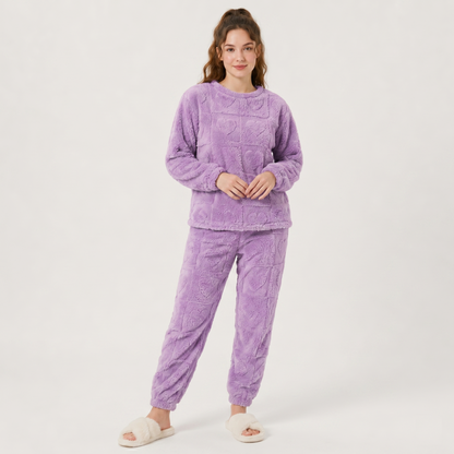 Pijamas De Polar Invierno Mujer Conjunto Chiporro Suave Corazones