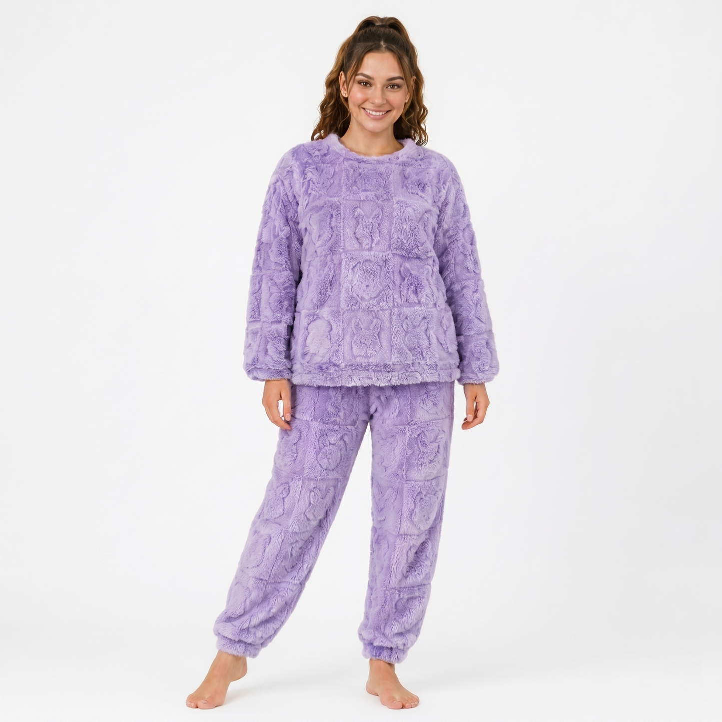 Pijamas De Polar Invierno Mujer Conjunto Chiporro Suave Conejo