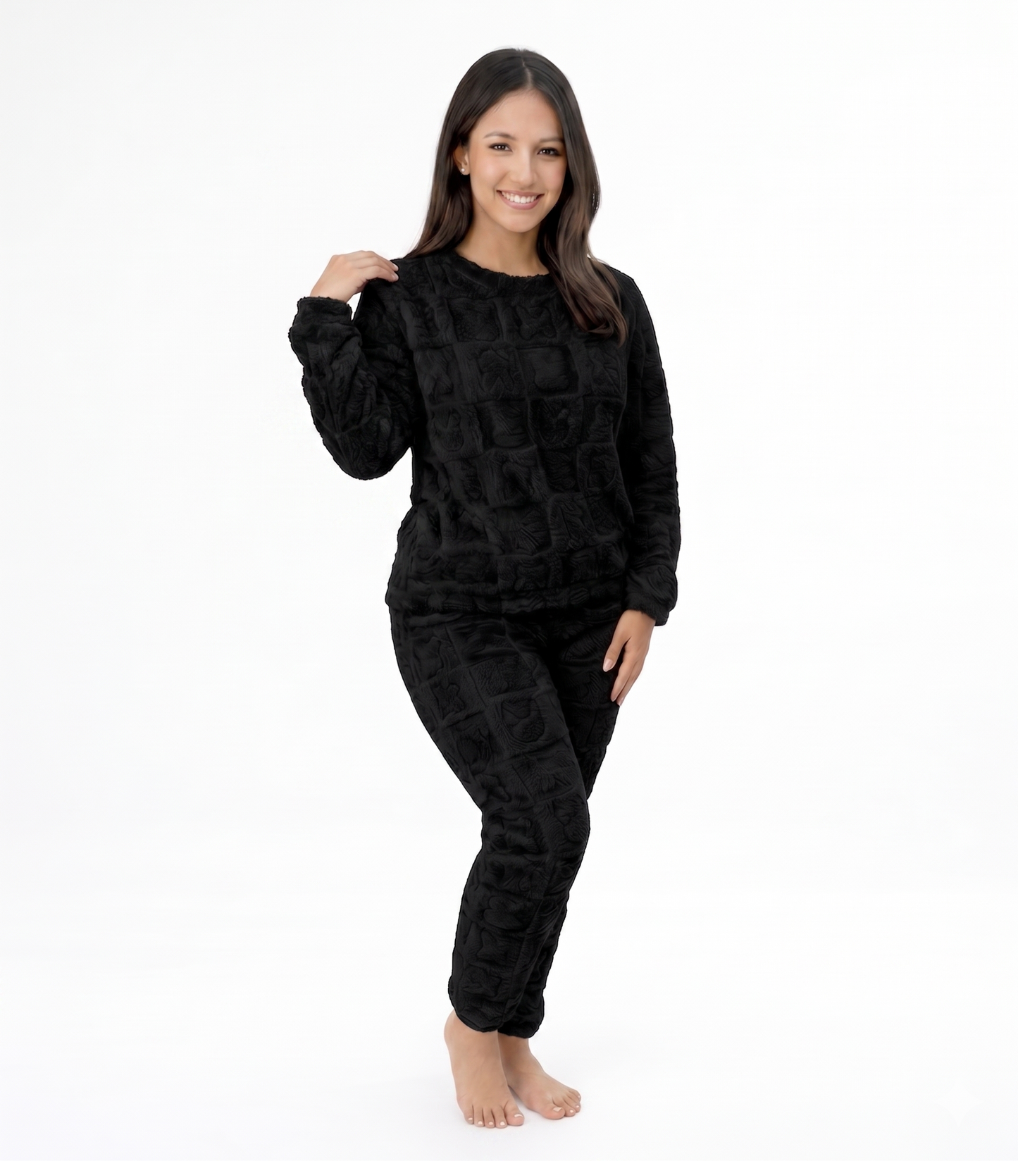 Pijamas De Polar Invierno Mujer Conjunto Chiporro Suave Conejo